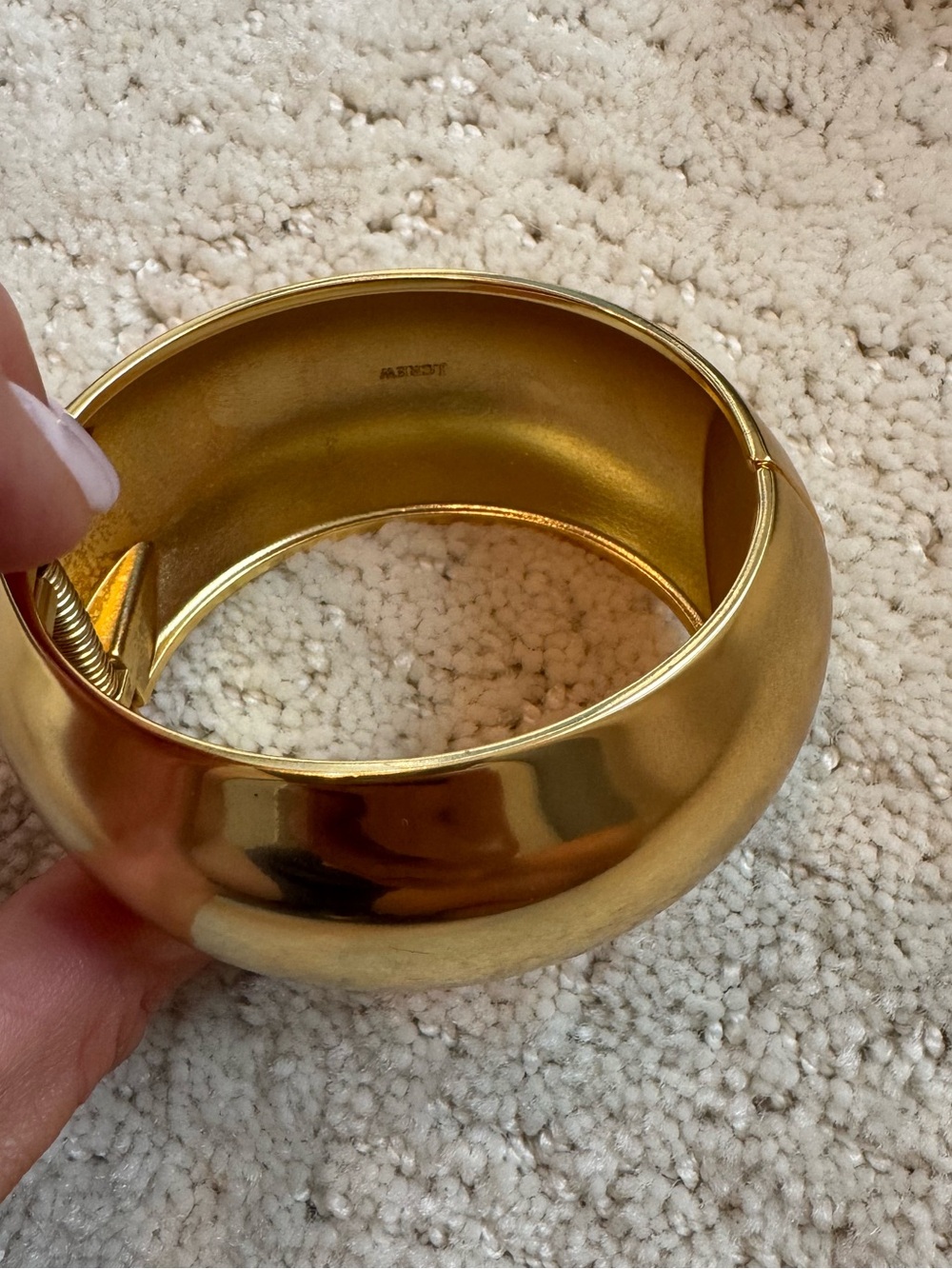 Jcrew women’s gold wide bangle- hinge cuff new